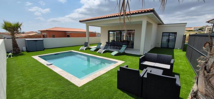 Villa neuve Hemera , 8 couchages, piscine & plage