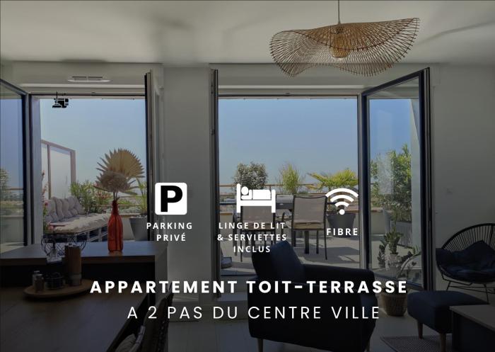 Appartement cosy 2 ch avec toit terrasse & parking - Lumineux et calme