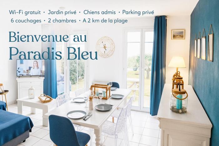 Au paradis bleu maison 6 couchages ok chiens jardin