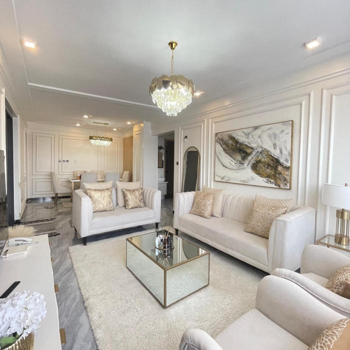 Furnished two bedroom apartment with swimming fully equipped gym ample parking space children playing ground and amazing city views