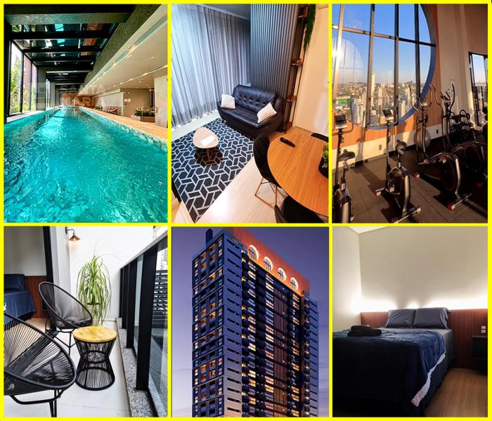 Studio 705 Premium no Centro de Chapecó com Varanda Piscina Academia e Vaga Garagem AP Completo