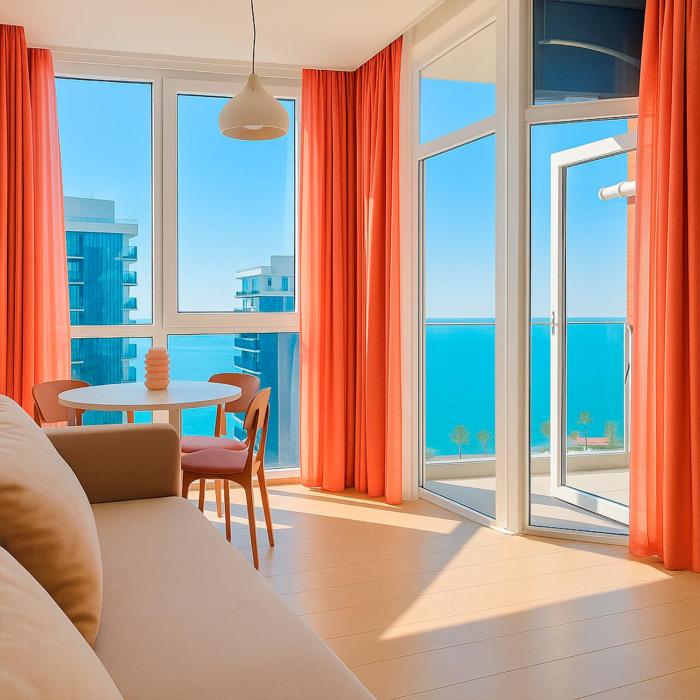 Modern 1BR Apartment with Kitchen, Balcony Sea View