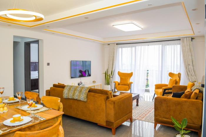 executive fully furnished three bedroom apartment with DSQ ,Gym, children play area, rooftop football pitch, coffee house, restaurant, garden in kileleshwa