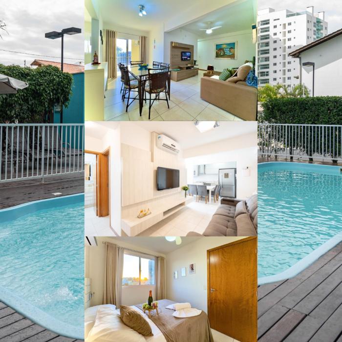 Apto em Barra Velha 340m da PRAIA com SACADA com CHURRASQUEIRA, AR CONDICIONADO WI-FI, PISCINA, PORTARIA 24h, ACADEMIA MINI MERCADO e vaga de GARAGEM