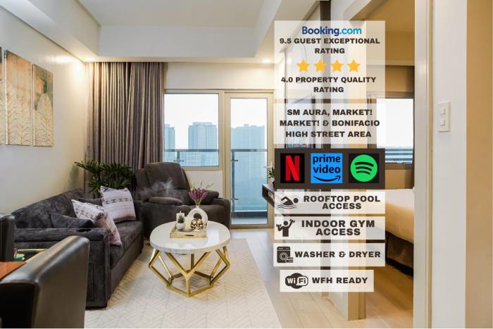 Le Martell 1BR BGC Condo Unit - Infinity Pool & Gym Access with 360 City View