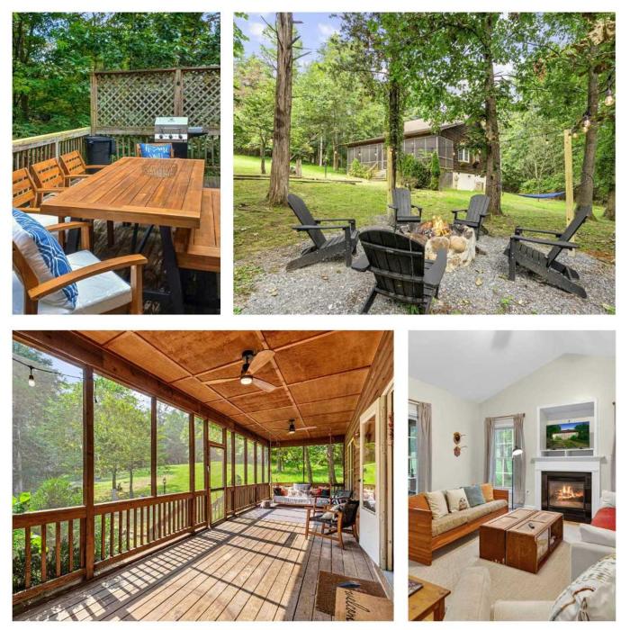 Screened Porch w Swing, Fire Pit, Grill & Deck