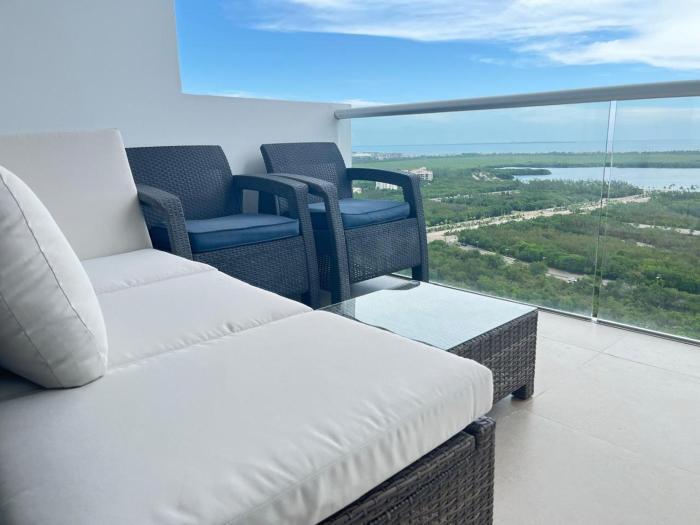 Departamento 2 habitaciones Cancún Centro con vistas al mar y ciudad