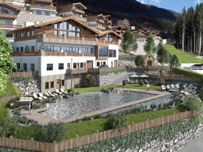 Chalet with shared swimming pool