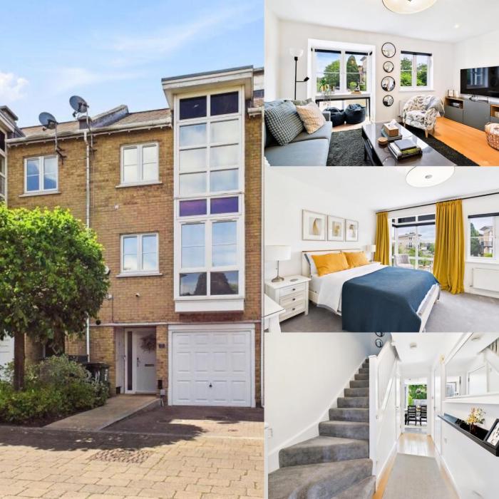 3 bed modern townhouse with self check in, sleeps 6, 35mins direct train to London Waterloo, zone 6