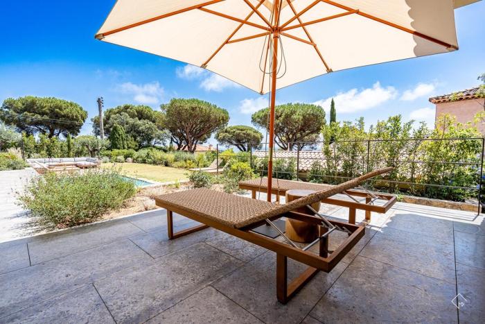 Vue mer, plage à pieds, golfe de St Tropez
