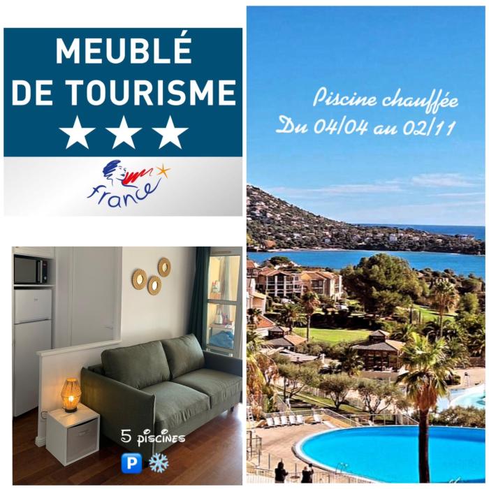 Pierre&vacances Cap Estérel centre vue Mer - jardin clos et Terrasse- piscines- Parking - climatisation - Vue Mer