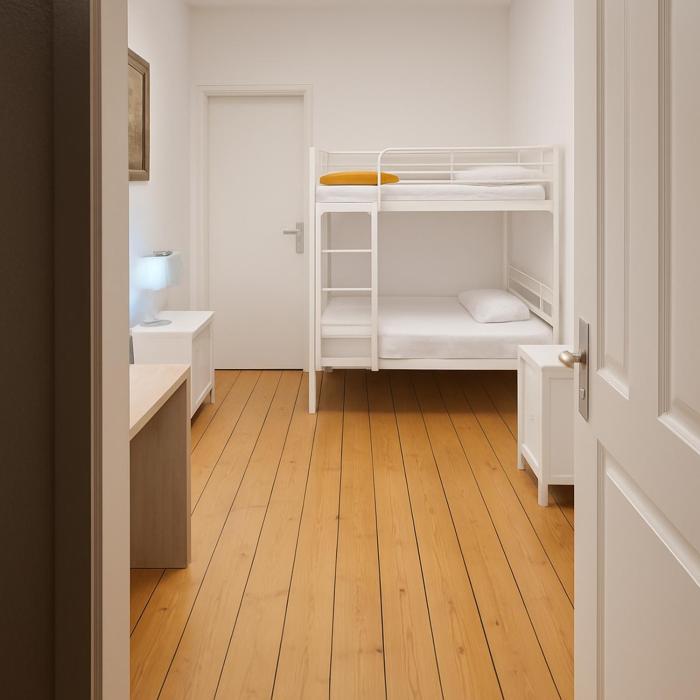 Bett im Durchgangszimmer