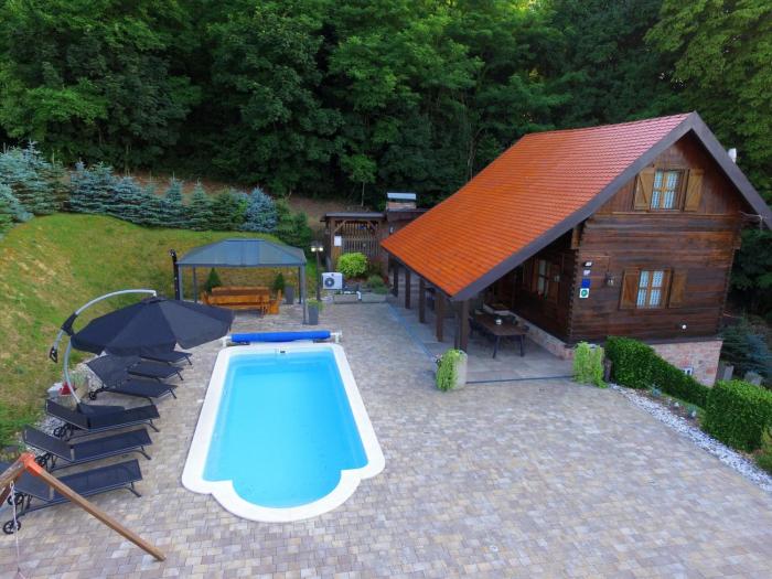 Slow leaving retreat in villa with heated pool, whirlpool, sauna, playground and barbeque in privacy near forest