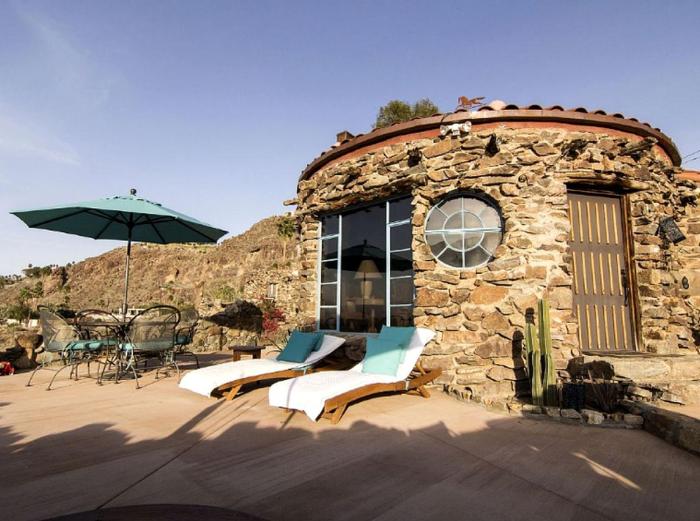 Stone-Built Bungalow Rental with Coachella Valley Views near Palm Springs, California