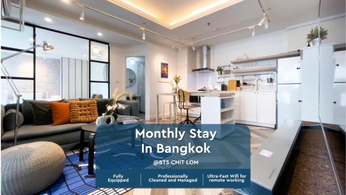 Prime Chidlom 50sqm l Large Kitchen l Walk to BTS l Wifi