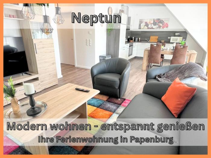 NEU - NEU - NEU - "Neptun" Papenburg Balkon Einbauküche Neubau 74 qm Free WiFi 2 Schlafzimmer bis 4 Personen