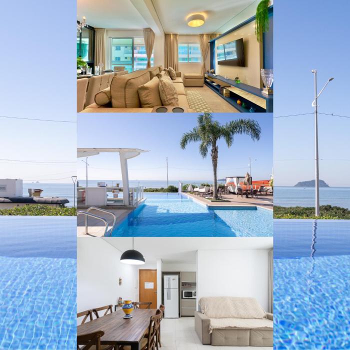 Apto Vista Mar Home Club Pé na Areia 3 Quartos Ares Condicionados Cozinha Completa Piscina Aquecida Jacuzzi Sauna Academia Quadra Playground Salão de Jogos 15min do Beto Carrero