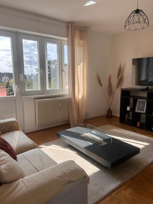 Magnifique, appartement spacieux, deux chambres , deux terrasse, un grand salon, salle à manger, pas loin de la gare de Muhlouse