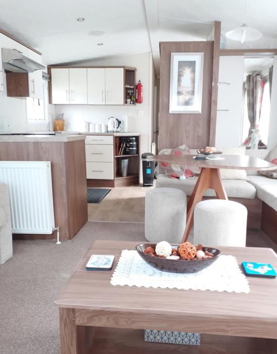 Modern 2017 model Delta Sienna static caravan in Clarach Bay