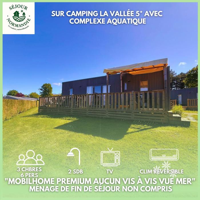 Houlgate - 254 - RARE VUE MER Magnifique Mobilhome 6 pers 3 chambres 2 SDB sur Camping 5 étoiles
