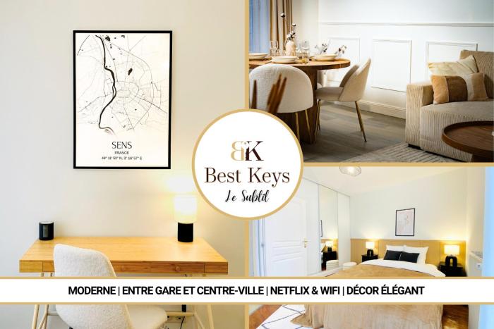Le Subtil - By BEST KEYS - Élégance & Confort - 2 chambres séparées - Lit Queen Size - Smart TV Netflix - Machine à Café Nespresso - Proche Gare & Centre Ville - À 1H de Paris - WiFi Fibre - Check-in Autonome