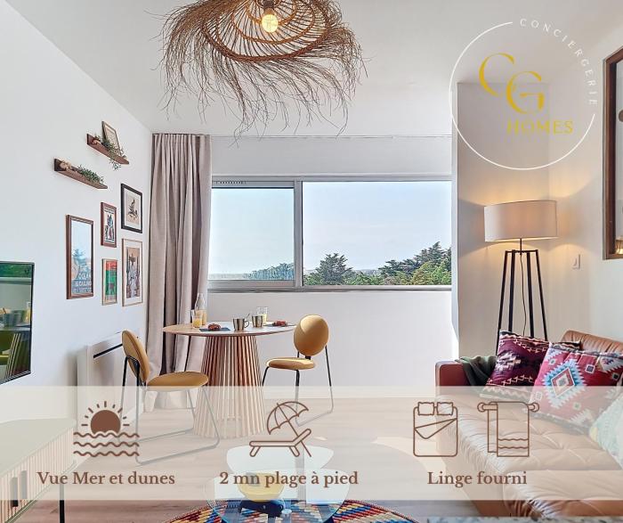 LHorizon doré, Vue mer et dunes, Plage à pied