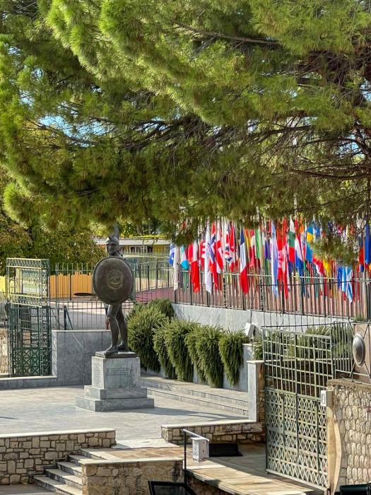 Vintage house overlooking the statue of Leonidas