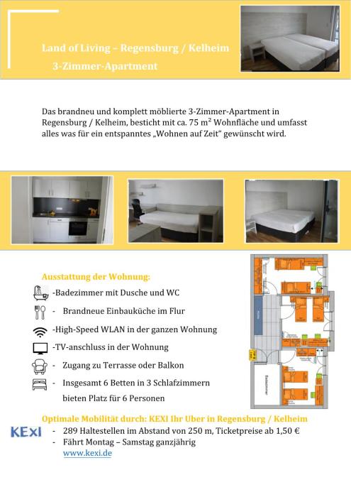 Land of Living 3 Zimmerapartment für bis zu 6 Personen