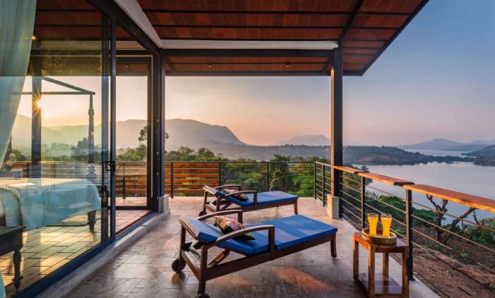 SaffronStays Satori Perch Regal - 4BR Tuscan-style villa with pool, farm meals & 270 Degree Mulshi Lake views near Pune