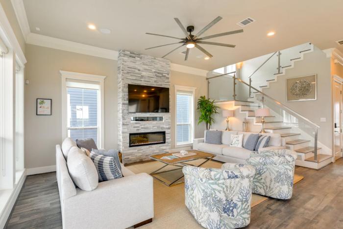 Walk to Beach Modern Galveston Home with Balconies!