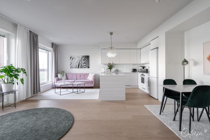 New apartment with sauna, lake and beach