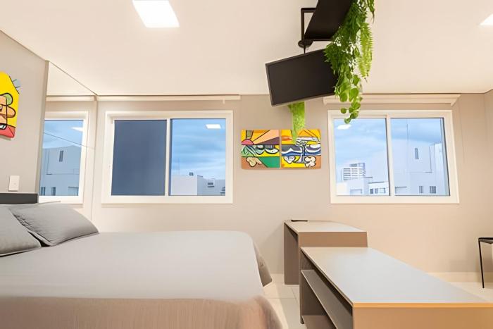 Flat charmoso, completo e com vista linda –