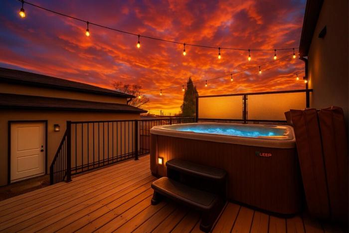 5BDRM Chic Modern Home-Hot Tub-King Bed-AC-Garage