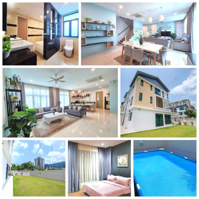 FERRINGHI RESORT 5-BEDROOM with POOL, BBQ SET, WiFi, Netflix & WALK to BEACH