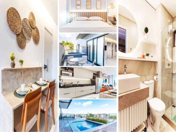 Flat com 1 quarto e piscina privativa no centro de Porto, 200m da rua das sobrinhas e das piscinas naturais