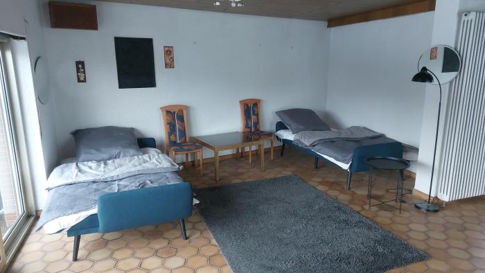 Apartment with a fireplace