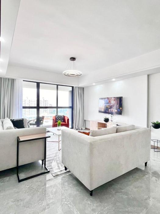 serenity heights three bedroom apartment with swimming pool fully equipped gym ample parking space child play area and amazing scenic views