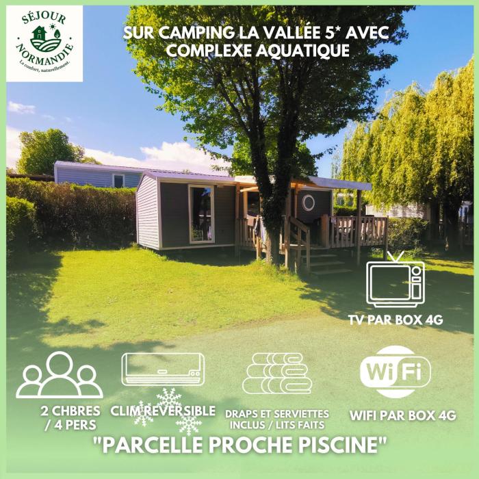 155- Joli Mobilhome 4 Pers 2 chambres Clim Tv Wifi Camping 5 étoiles