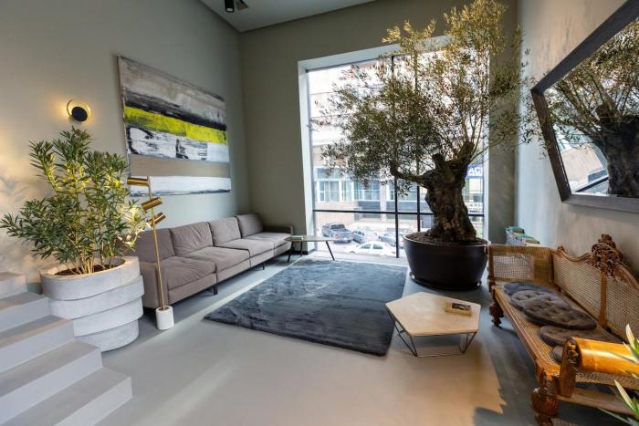 Japandi red apartment in new building