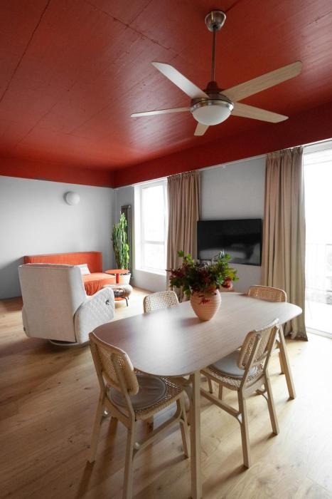 Japandi red apartment in new building