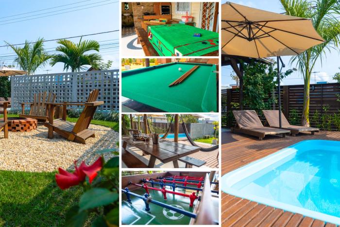 Casa com Lareira e Piscina - Varanda Incrível