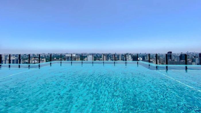Estúdio Piscina Rooftop, WiFi 1GB, Metrô 600m