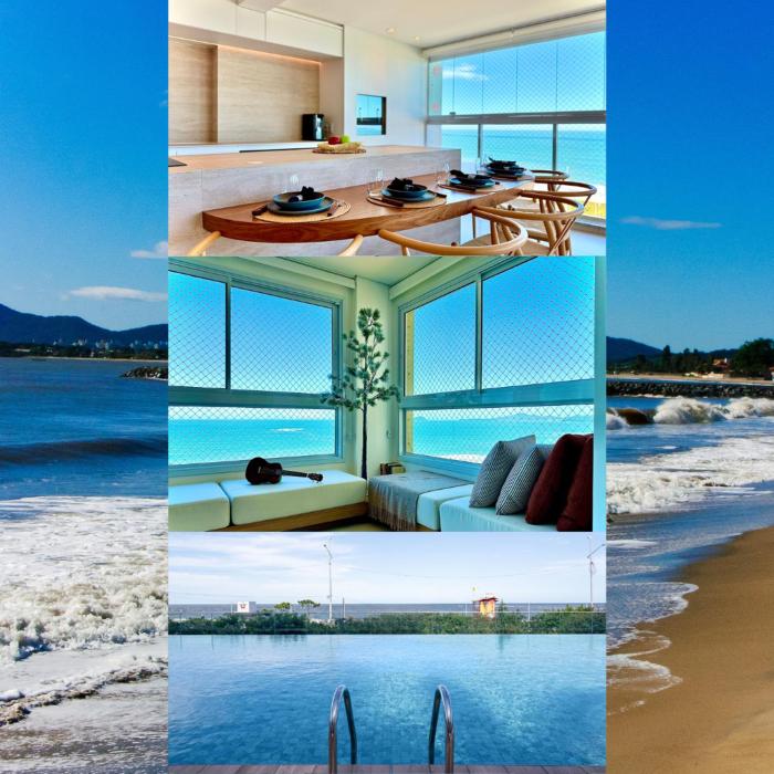 Apartamento Frente Mar com Vista Mar incrível 3 Quartos Ar-condicionado Cozinha Completa e Churrasqueira privativa em Condomínio Home Club com Piscina com Borda Infinita, Jacuzzi Academia, Brinquedoteca quadra de Beach Tenis e 2 Vagas de garagem