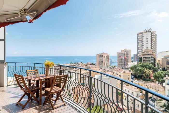 Bright 1BR Sea View & Terrace Monaco 8 min walk