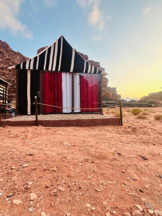 moon city camp with sunrise