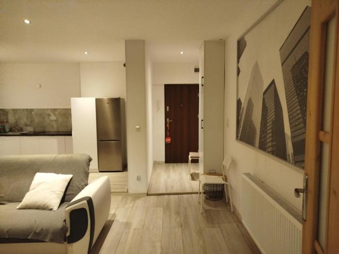 City Center Apartment 45m, 100m from RYNEK and Wisła River 1 Bedroom and 1 Living Room with Kitchen plus Bathroom, a perfect Family Friendly Place or for Home Office and a longer Stay, a proper office desk with business chair provided,