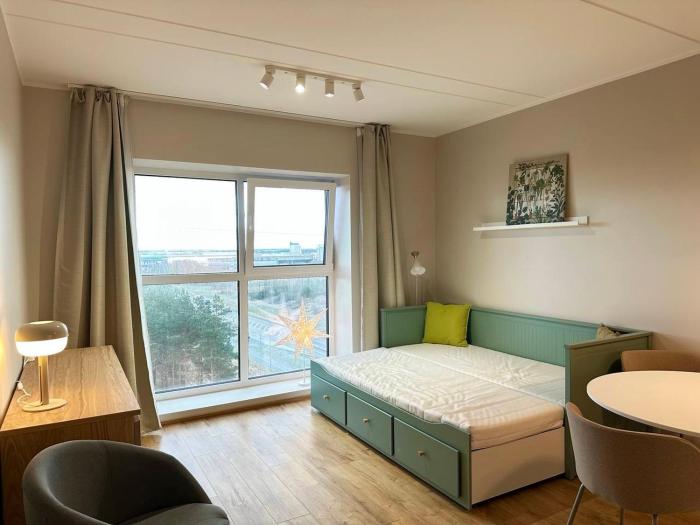 Studio apartment with gym, parking, coworking