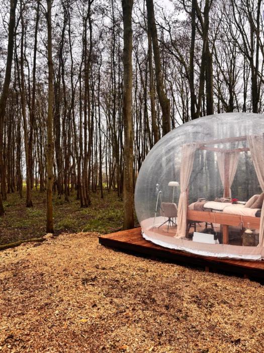 Bubbeltent in bos met hottub, 20m Amsterdam