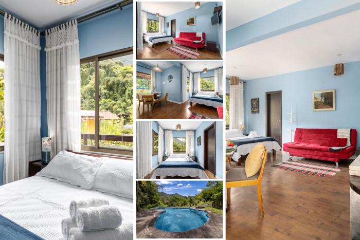 Casas Geminadas 1 ou 2 QT com ducha relaxante cercada pela Mata Atlântica com wifi por satélite de alta velocidade água de fonte natural