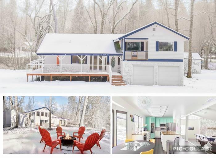 Modern LakeHouse Sleeps 20 Hot TubGamesFire Pit